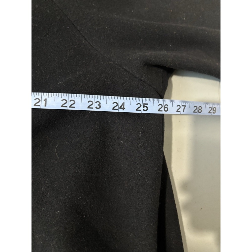 VTG Herman Kay Wool Full Length Coat Trench Black Velvet Trim Button 12 - Picture 6 of 8